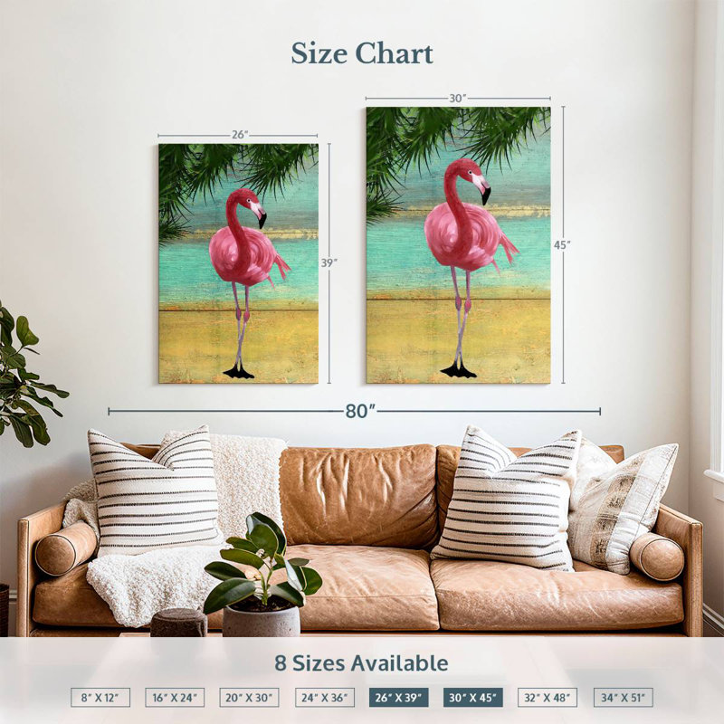 Cadre Brampt flamant rose I, H 39 po x l 26 po