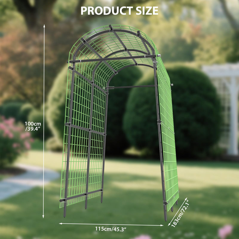 116cm H x 34cm W Iron Arched