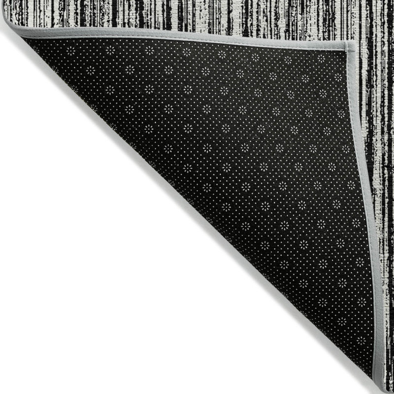 Machine Washable Indoor/Outdoor Chantille ACN760 StripesRug, 8' x 10', Black