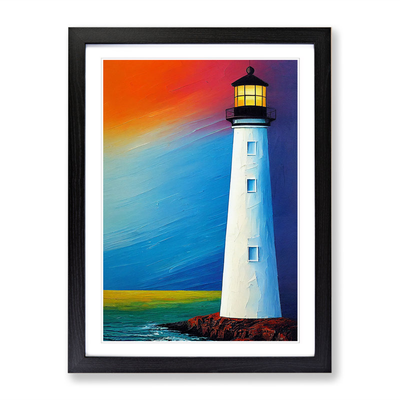 Lighthouse Painted Vol.5 - Picture Frame Print, Black, 34cm H x 25cm W x 2cm D