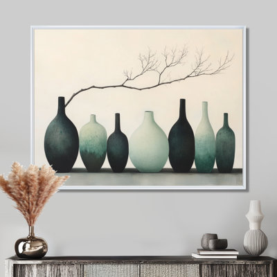 Rangée de navires turquoise - Nature morte encadrée sur toile