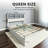 Liora Grace Modern Farmhouse Platform Bed Frame with Windowpane Headboard, 800lb Capacity, and Wood Slat Support (No Box Spring Required)-935011636