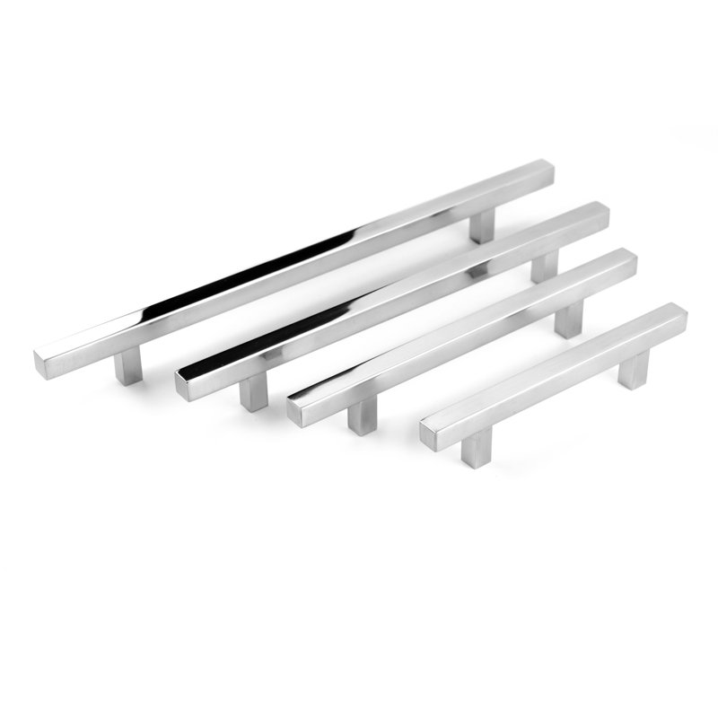 Pi Square Cabinet 8 1/2" Center to Center Bar Pull, Polished Chrome
