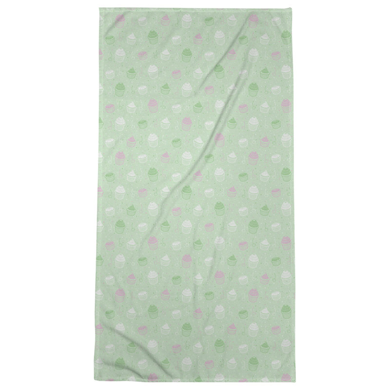 Katelyn Elizabeth Cotton Blend Bath Towel, Green/Pink