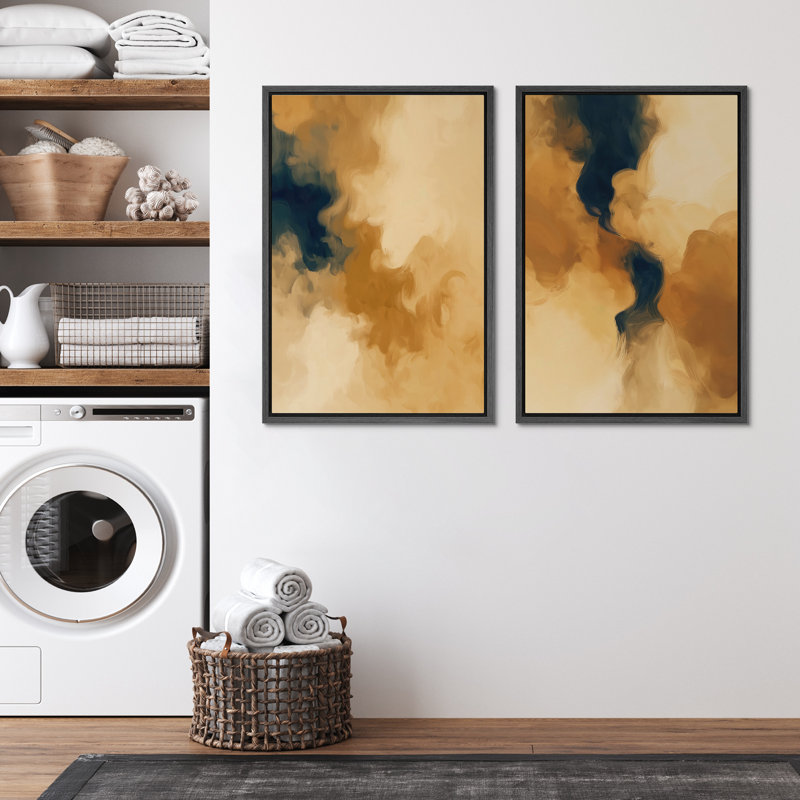 Coups de peinture abstraits et modernes, H 24 po x l 32 po, Cadre noir