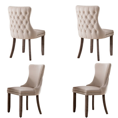 Chaise de salle à manger rembourrée en velours capitonné Meritxell (ensemble de 2)