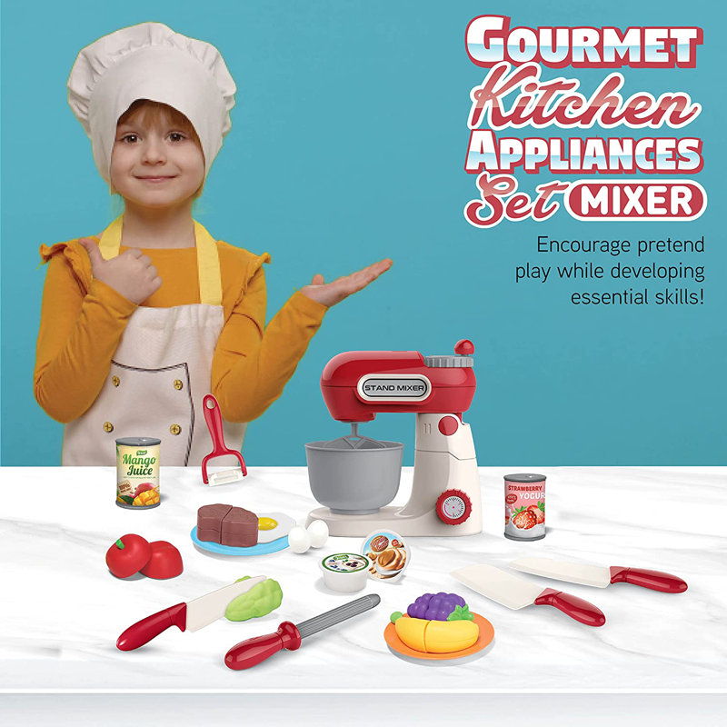 Red and White Plastic Gourmet Kitchen Appliance Play Set