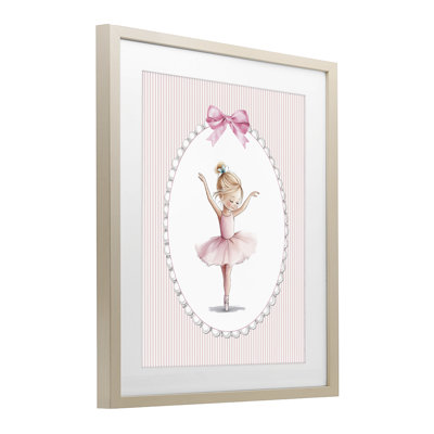 Danse rose ballerine, reproduction encadrée sous verre, design par Christine Simpson Art