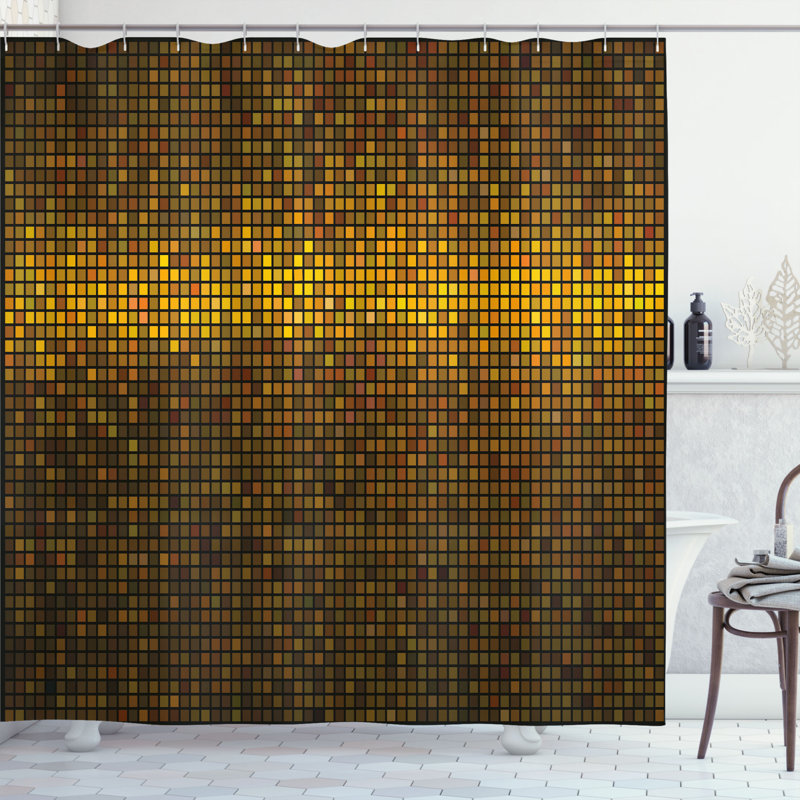 Abstract Shower Curtain with Hooks Included, 69" H x 105" W