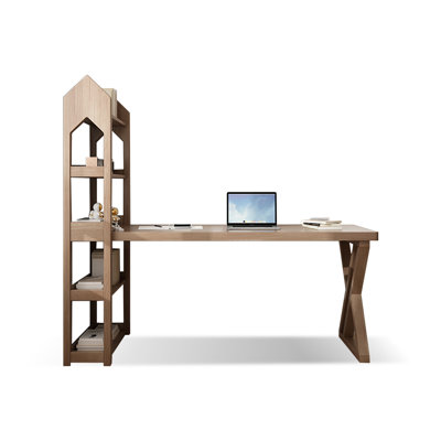 Nut-brown L-Shaped Solid Wood Executive Desk