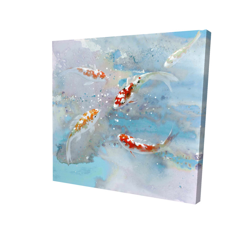 Toile Koi Fish - décor de chambre bleu | Art mural asiatique