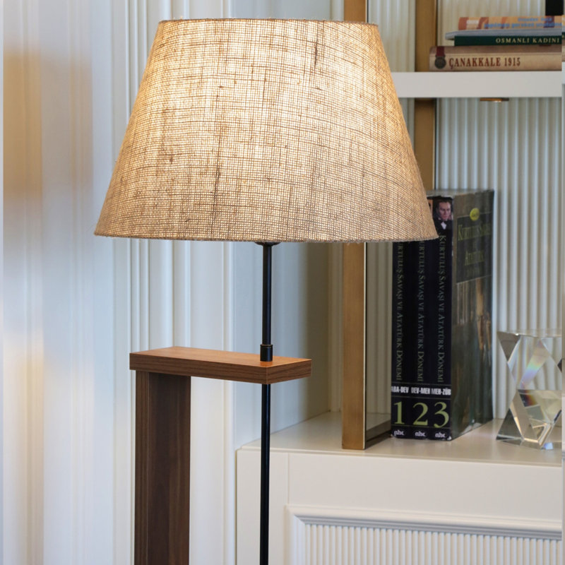 Elegant Wooden Floor Lamp, Cream Color, 59.1 inches Tall | 100% Wood with Fabric Shade (8.3 x 13.8 inches) | E27 Socket, Max 40W | Scandinavian Design for Living Room & Bedroom, Stylish & Functional Lighting