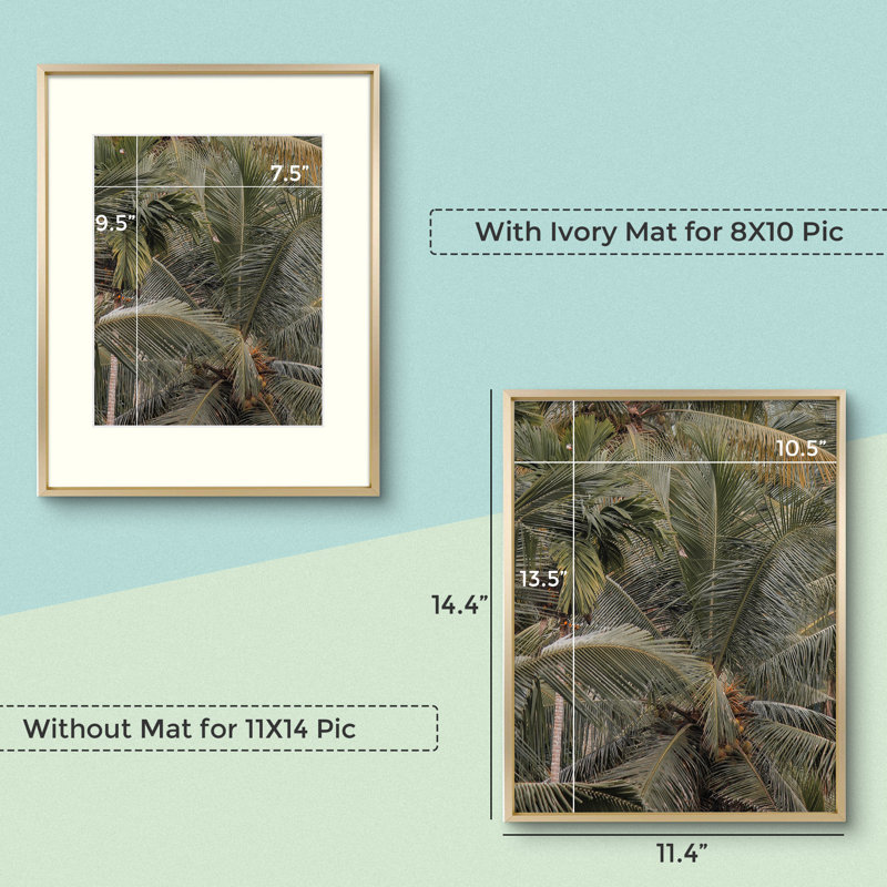 2 Piece Matte Gallery Wall Frame Set, Multi Photo Frames Collage, for Wall or Table Top Display, 8" x 10", Gold