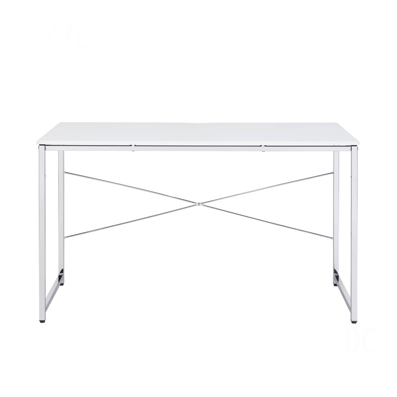 White And Chrome Writing Desk With Sled Base