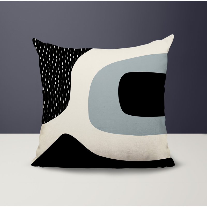 Coussin carré intérieur / extérieur pia, H 19 po x l 19 po, Gris / noir / blanc cassé