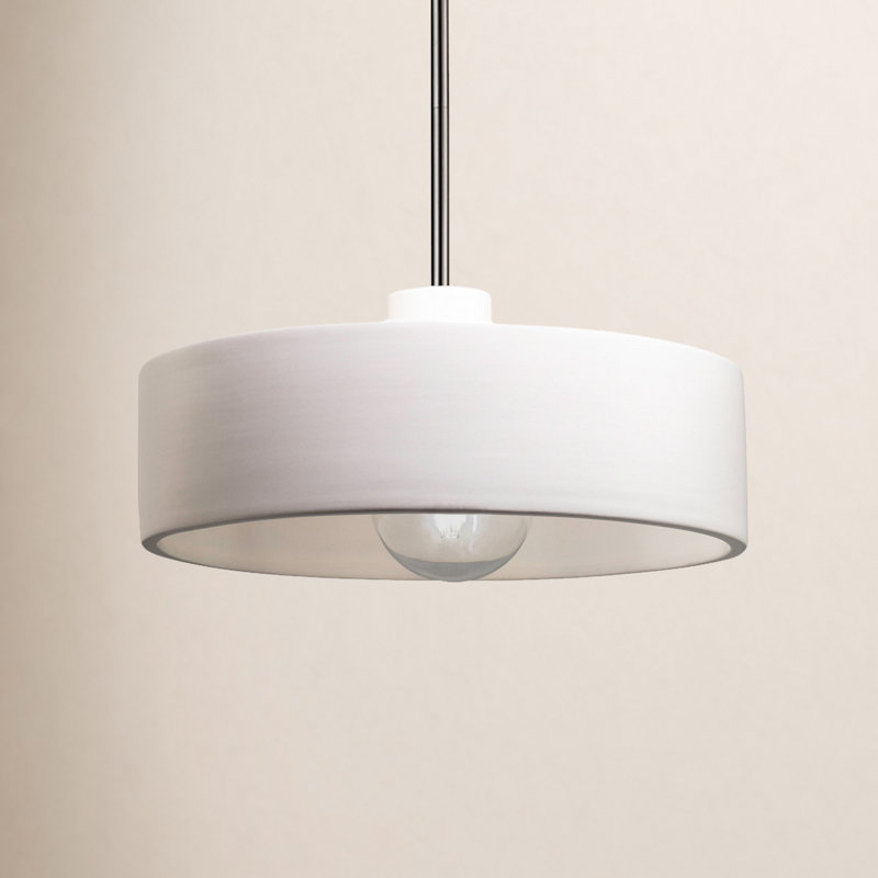 Riverside 1 - Light Drum Pendant, Brushed Nickel, Matte White
