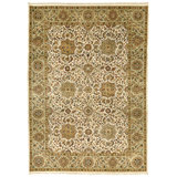 Hand Knotted Wool Area Rug in Cream And Green