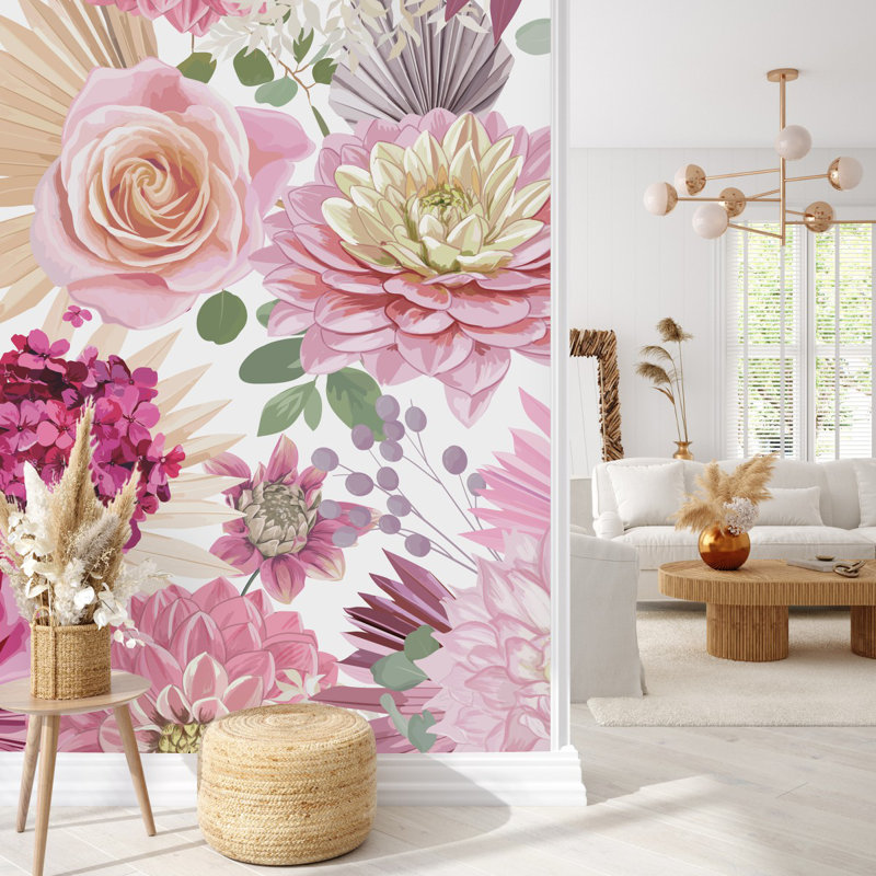 Peel & Stick Floral Wall Mural, 8.33' W x 8.33' L