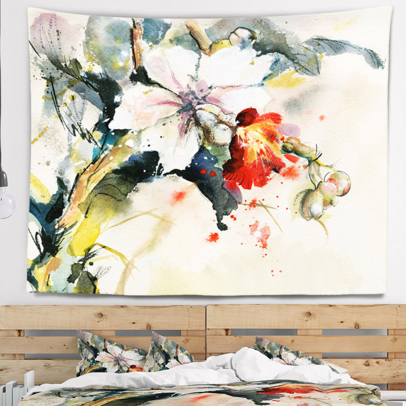 Tapisserie d'orchidée en fleurs Floral, H 68 po x l 80 po
