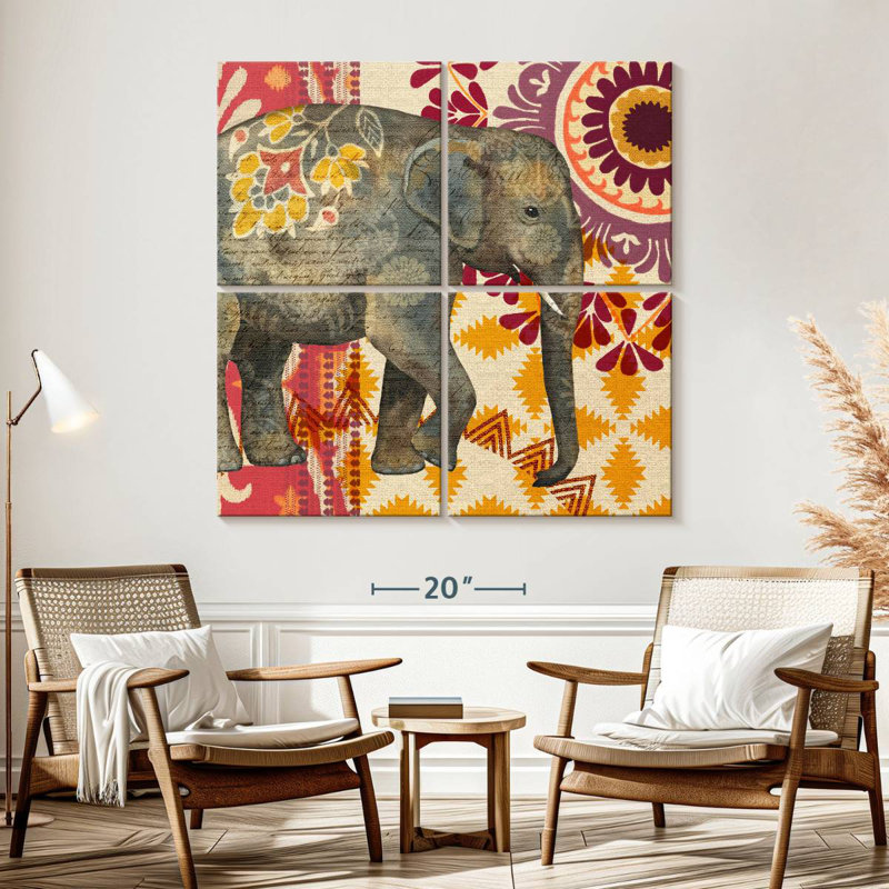 Brampt Caravan Elephant Suzani, 57" H x 57" W