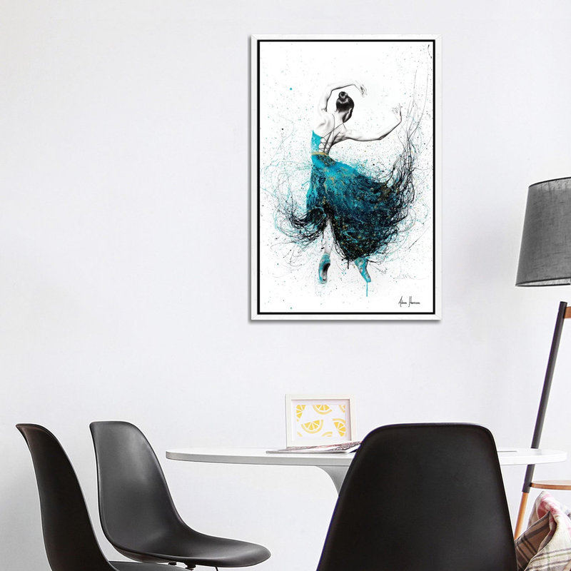 Gold River Dance by Ashvin Harrison - Painting on Canvas, White Floater Framed, 66.04cm H x 45.72cm W x 3.81cm D