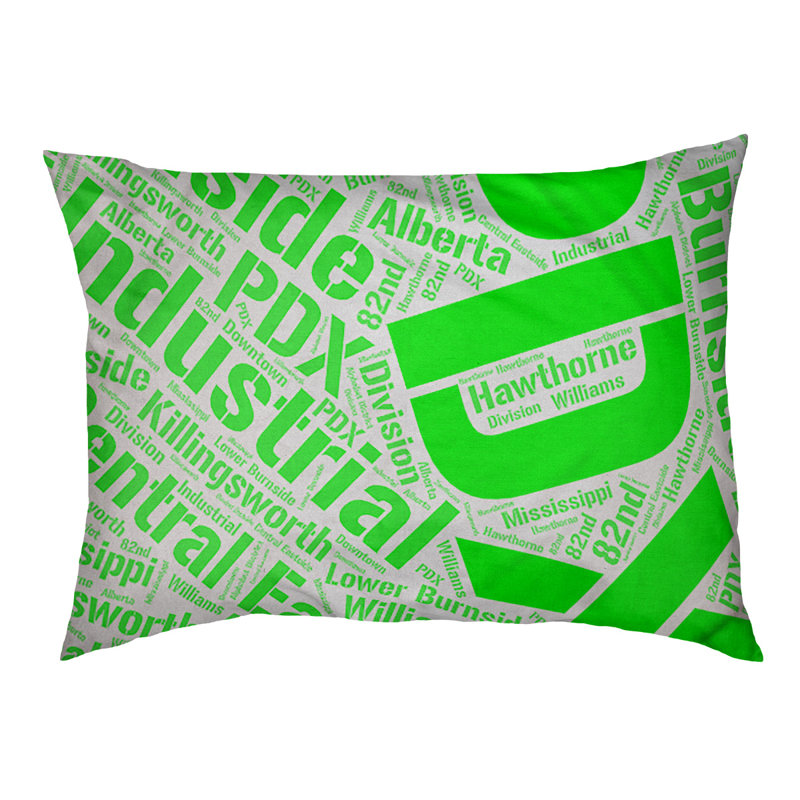 Coussin de chien « districts », Portland, Moyen (H 9,5 po x l 28 po x P 18 po), Vert