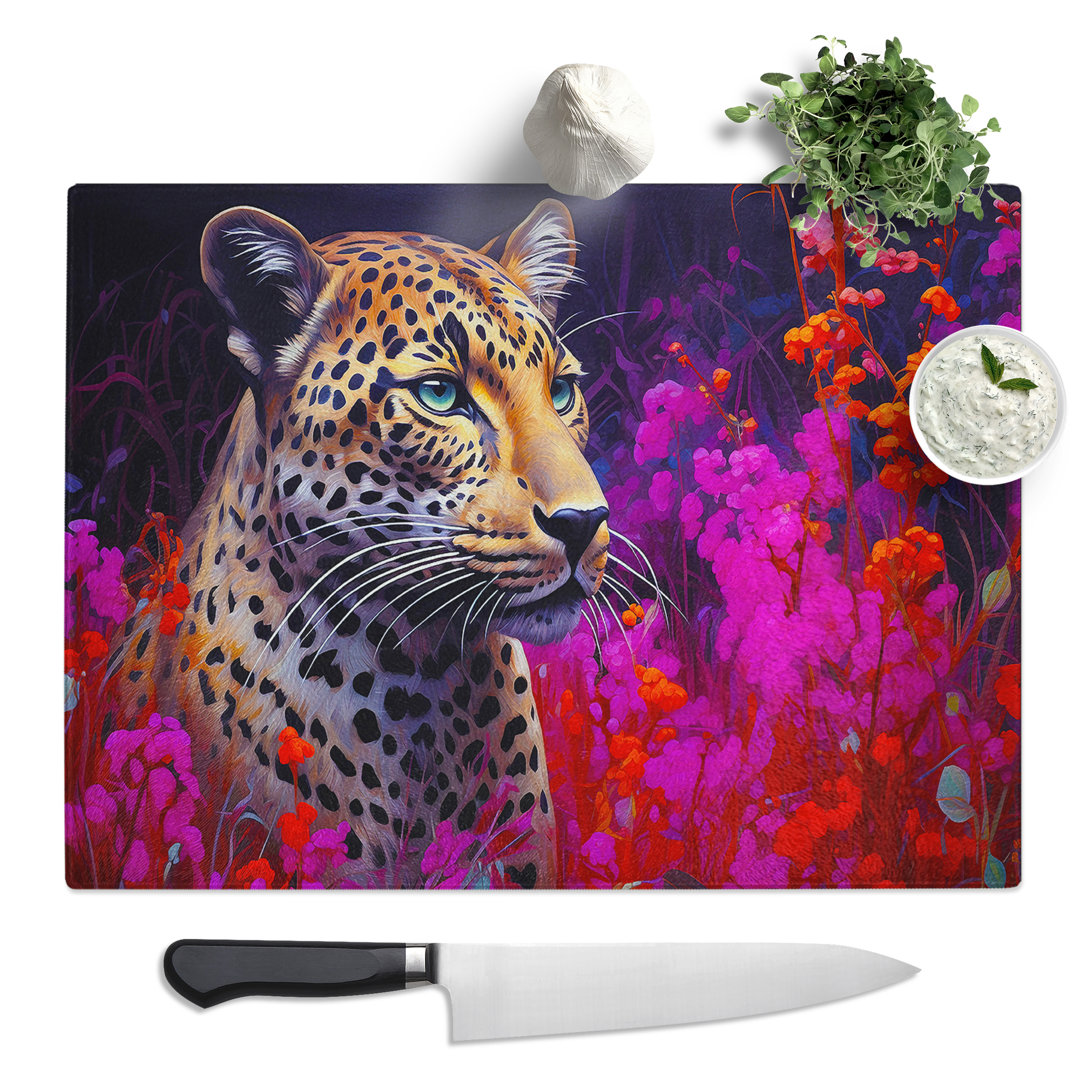Leopard Colour Field No.2  Glass Chopping Board