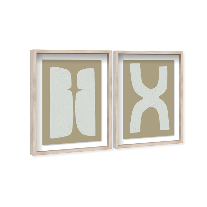 Opposite Lovers Set Framed Graphic Art, 46.5" H x 31.5" W, Natural Oak Shadowbox
