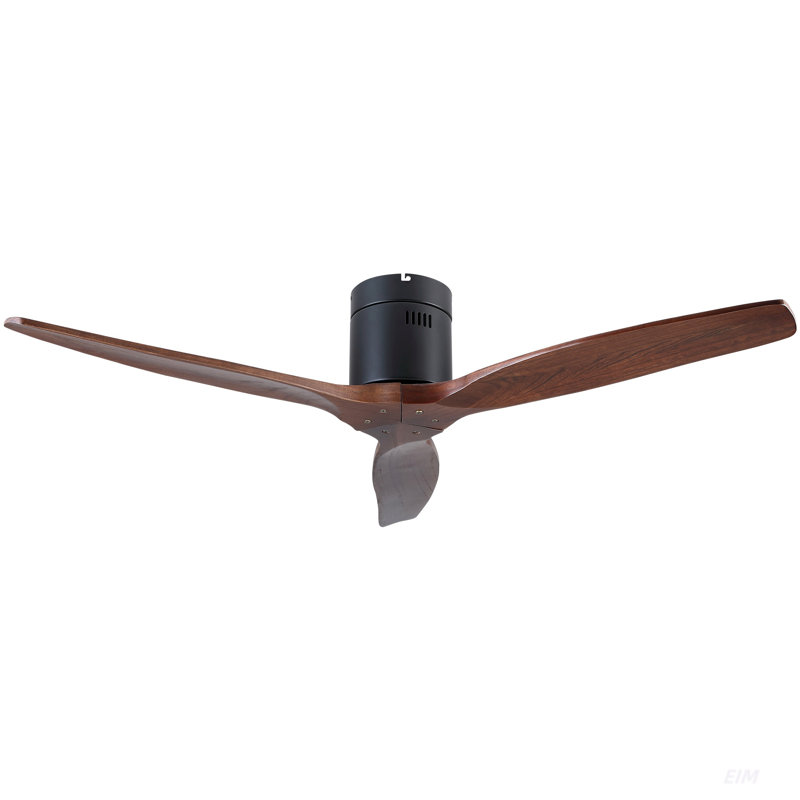 52" Farmhouse Rustic Ceiling Fan without Light - with Solid Wood Blade