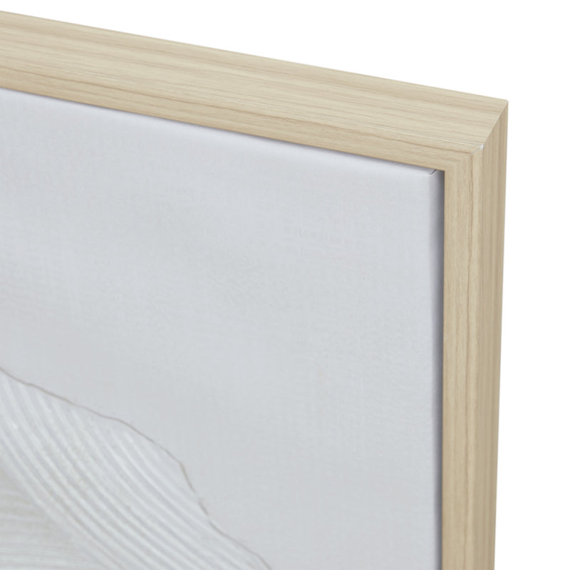 Ivory Hand Embellished Abstract Canvas Wall Art Set with Natural Wood Frame