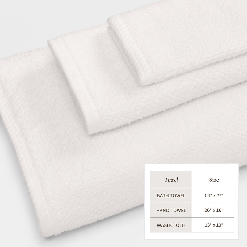 Drap de bain 100% coton texturé, Ivoire ivoire, Ensemble 6 pièces