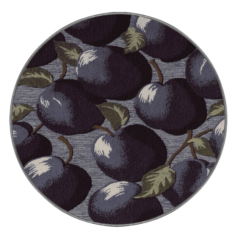  Tapis lavable à motif de fruits prune Damson, Rond 7 pi