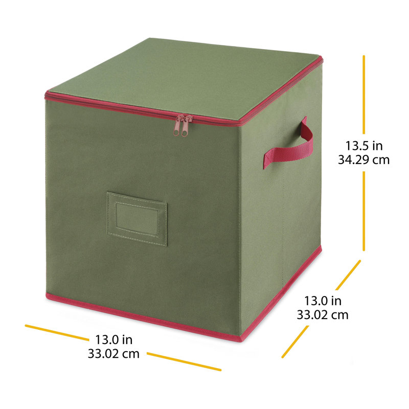 Boîte d'ornement de Noël à 64 sections avec étiquette d'identification, vert et bordure rouge Whitmor