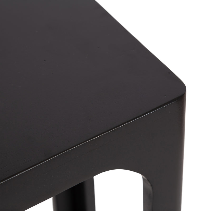 Dahl Slatted Mango Wood Slim Side Table for Use as Narrow Bedroom Nightstand, Black