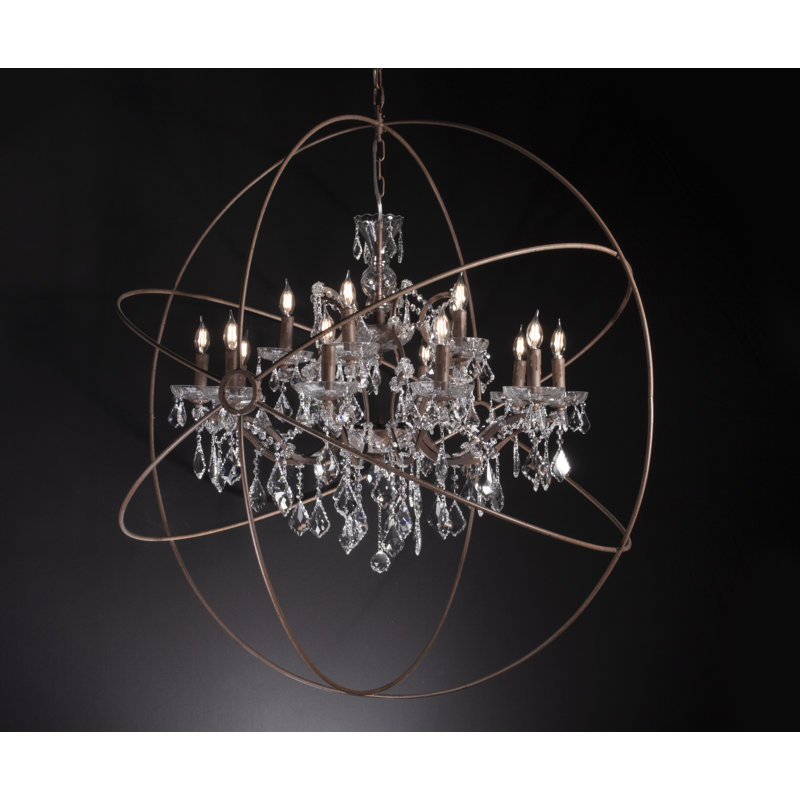 Okello 15 - Light Dimmable Globe Chandelier, Gray Iron