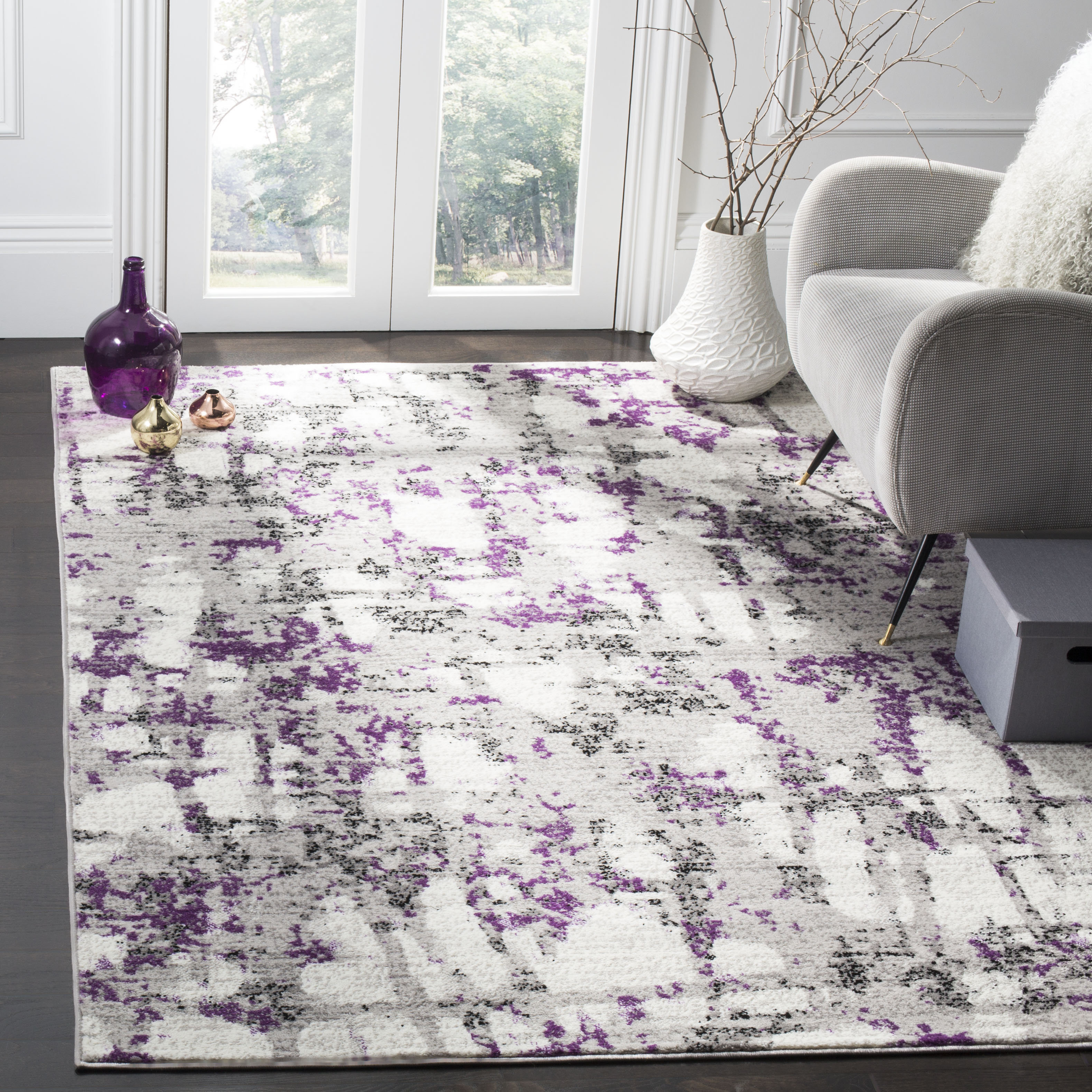 Wade Logan Jeter Abstract Gray Purple Area Rug Reviews Wayfair