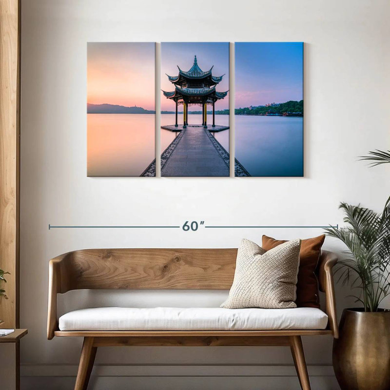 Adella Jixian Pavilion Sunset Scene, 28" H x 45" W