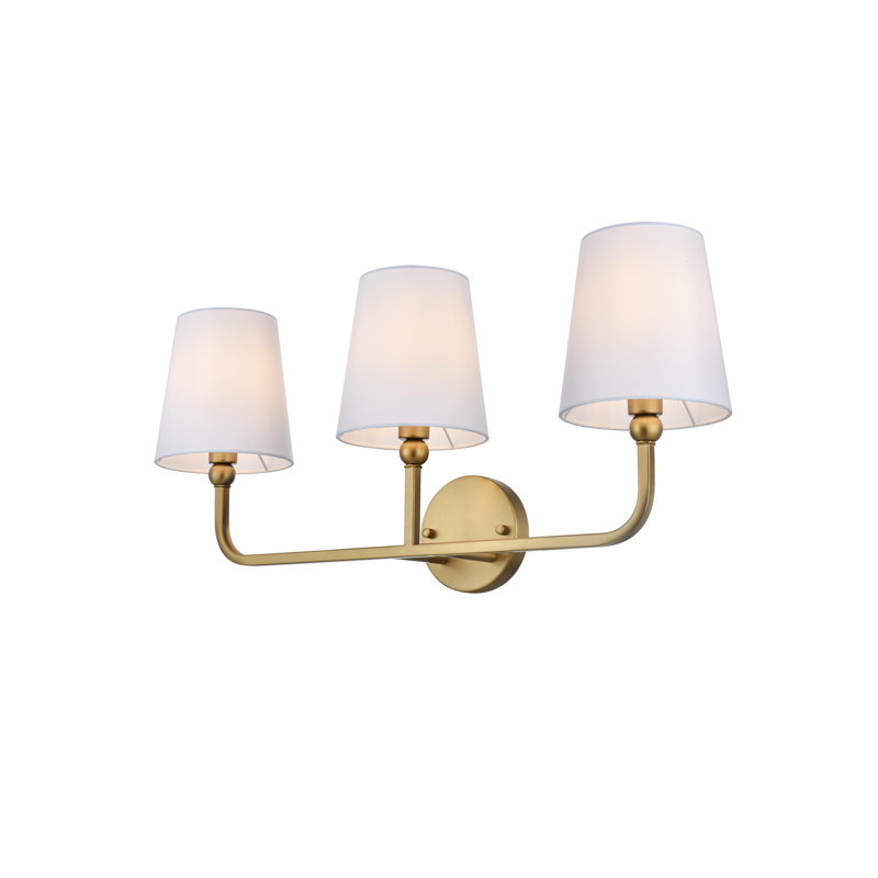 Éclairage pour meuble-lavabo à intensité variable Empire, Or satiné, H 12 po x l 26 po x P 26 po, Trois lumières