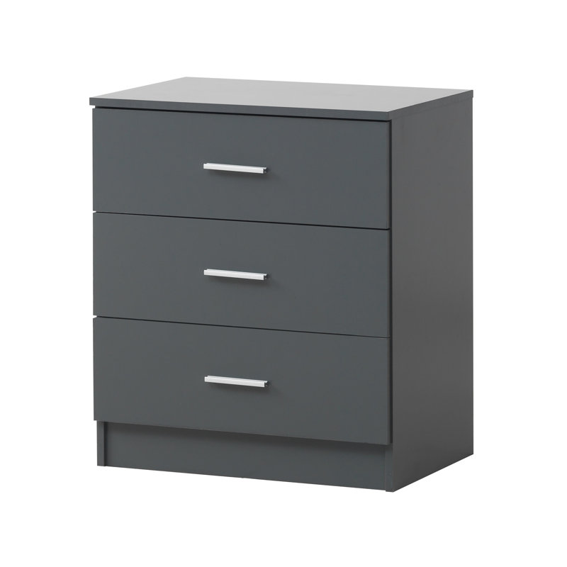 Willette 60cm W 3 - Drawer Chest of Drawers, Dark Grey