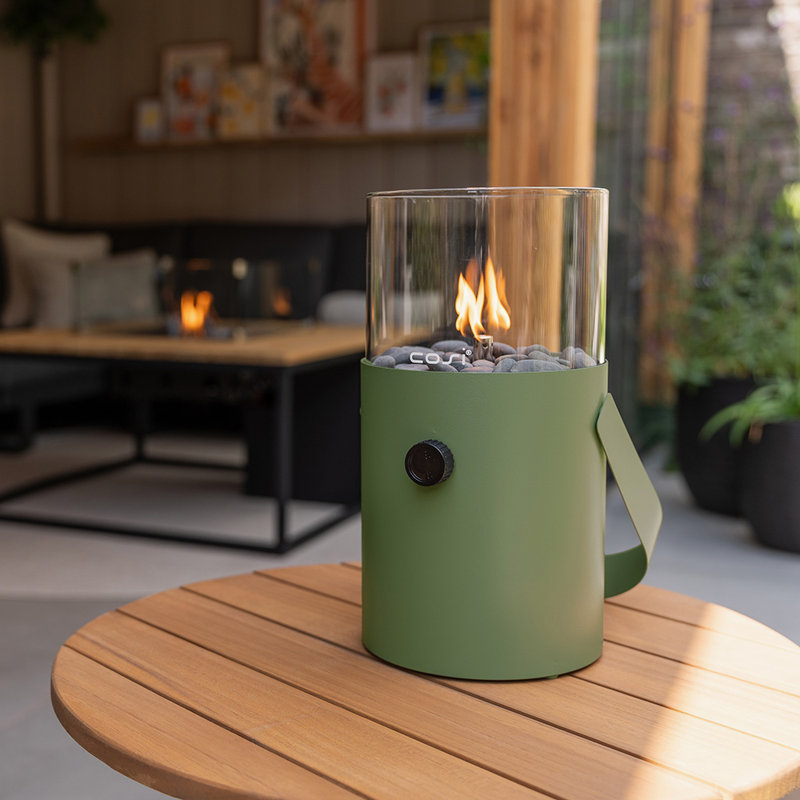 Himanshu Metal Propane Outdoor Tabletop Fireplace with Flame Guard, Moss Green