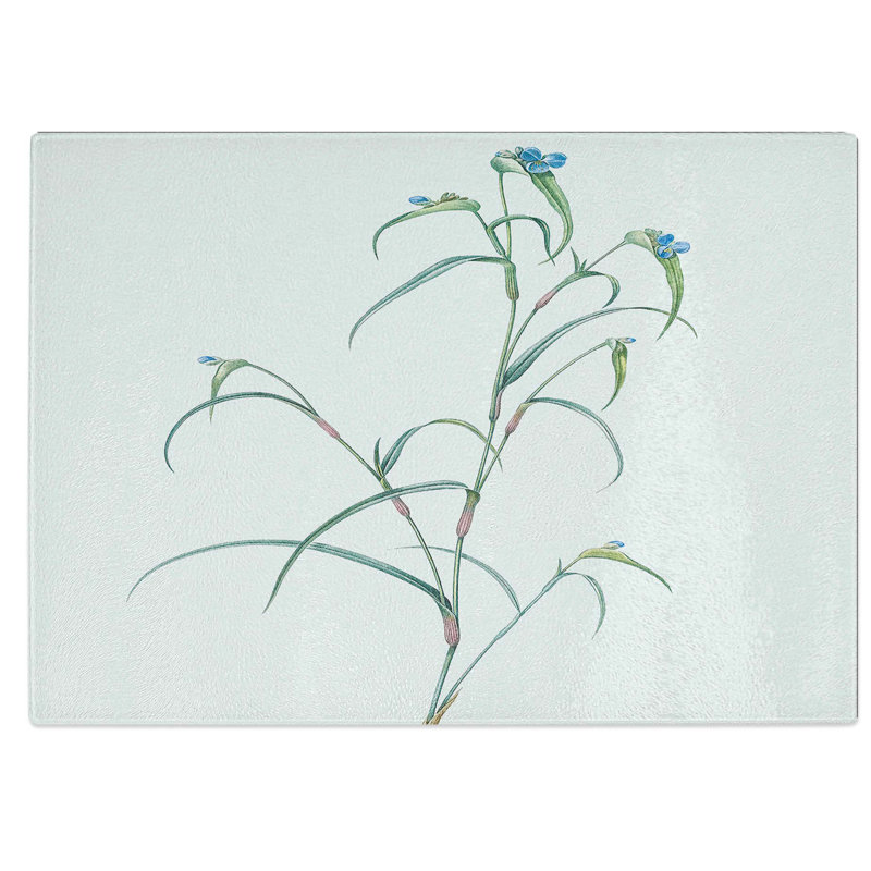 Tempered Glass Birdbill Dayflower Chopping Board, 39 cm W x 28.5 cm L