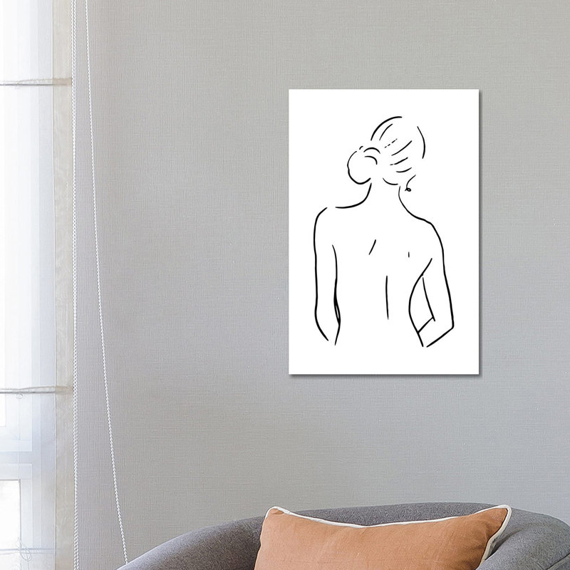 Female Body Sketch IV - Black And White - Wrapped Canvas Print, 66.04 cm H x 45.72 cm W