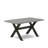 7 Piece Modern Dining Table Set Consist of a Rectangle Wooden Table with X-Legs and 6 Shitake Linen Fabric Upholstered Chairs, Wire brushed Black-1507397510
