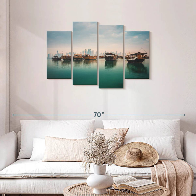 Mehar, corniche de Dhang, bateaux de boutre, H 27 po x l 43 po