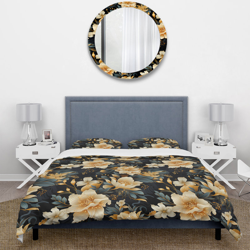 Ensemble de housse de couette Timeless Beige Peony Sophistication II, Housse de couette pour grand lit et 2 taies décor