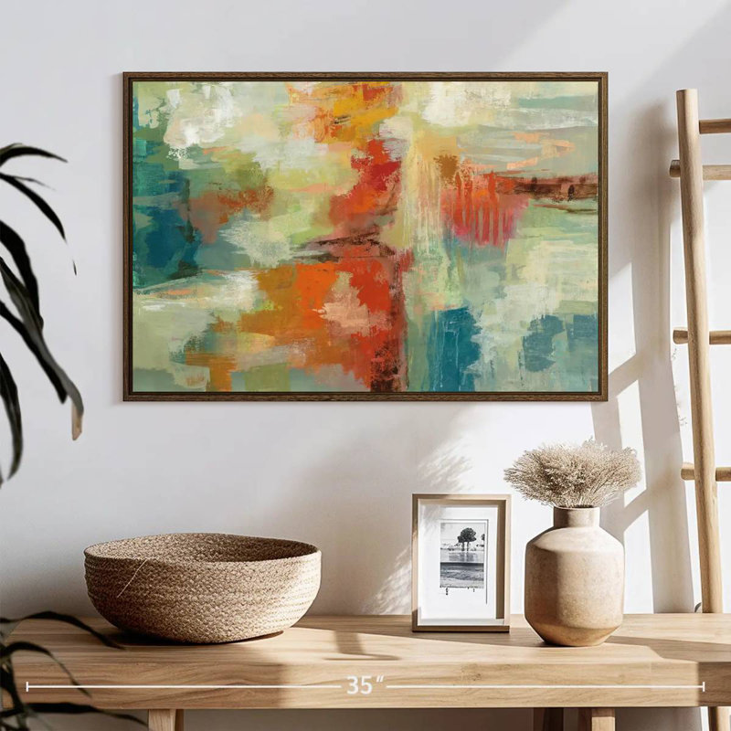 Récif de corail, 25 po x 17 po, Cadre flottant noyer
