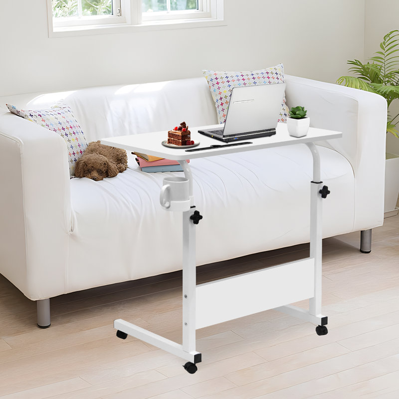 Adjustable Computer Desk, White, 69cm H x 80cm W x 40cm D