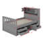Twin Size Captain Bed With Bookcase Headboard, 4 Drawers, Storage Shelves