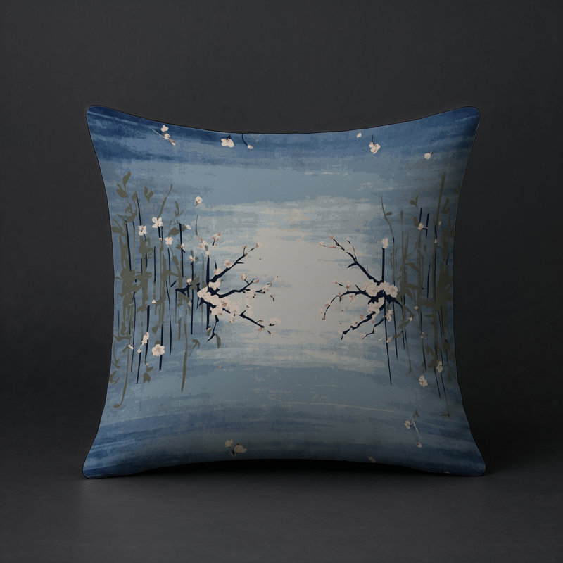 Coussin décoratif intérieur et extérieur Modern, Bleu abstrait, Carré 18 po