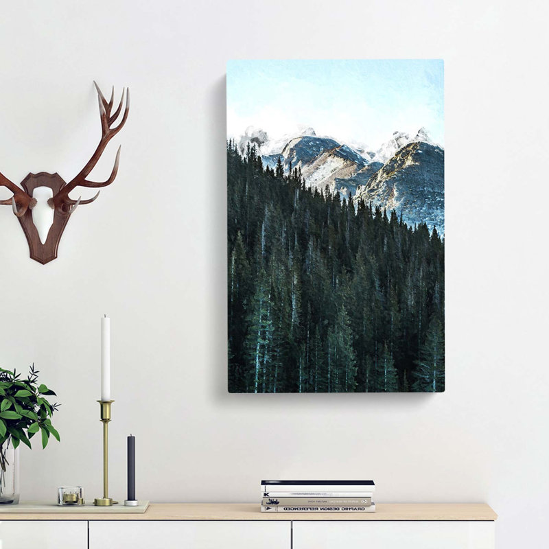 Montana Mountain Behind the Forest - Wrapped Canvas, 50cm H x 35cm W x 3cm D